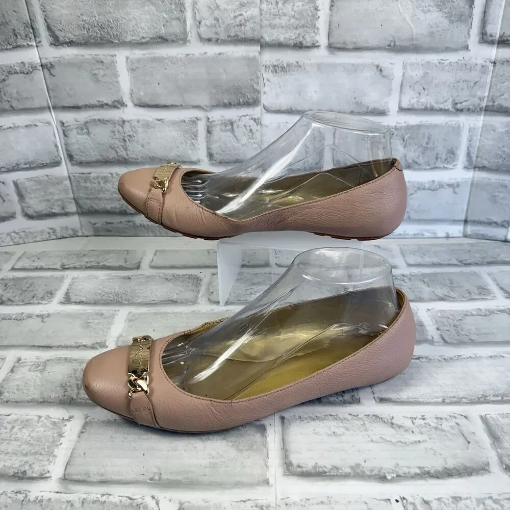 Coach Bianca Women's Size 8 B Blush Pink Comfort Gold Logo Driver Flats